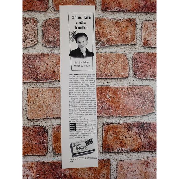 1950 Tampax "Can You Name Another Invention That Has Helped Women?" Vtg Print Ad - Picture 6 of 8